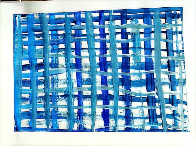 Blue Abstract Woven Pattern Contemporary Expressionist 12x12 Paper