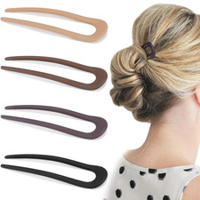 4Pcs French Hair Pins for Women Twist Hair Pin for Buns Hair Fork U Shaped Hairp