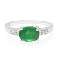 Cavill Bahia Ring 0,96Ct Smaragd Oval 925 Silber Platin Zirkon Damen-