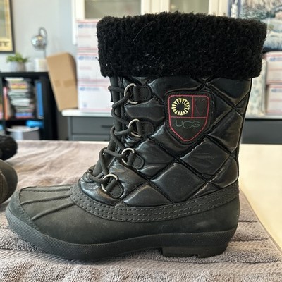 UGG Ridge Mini Quilted Winter Boots Black Sheepskin Waterproof F19012H Women 9.5