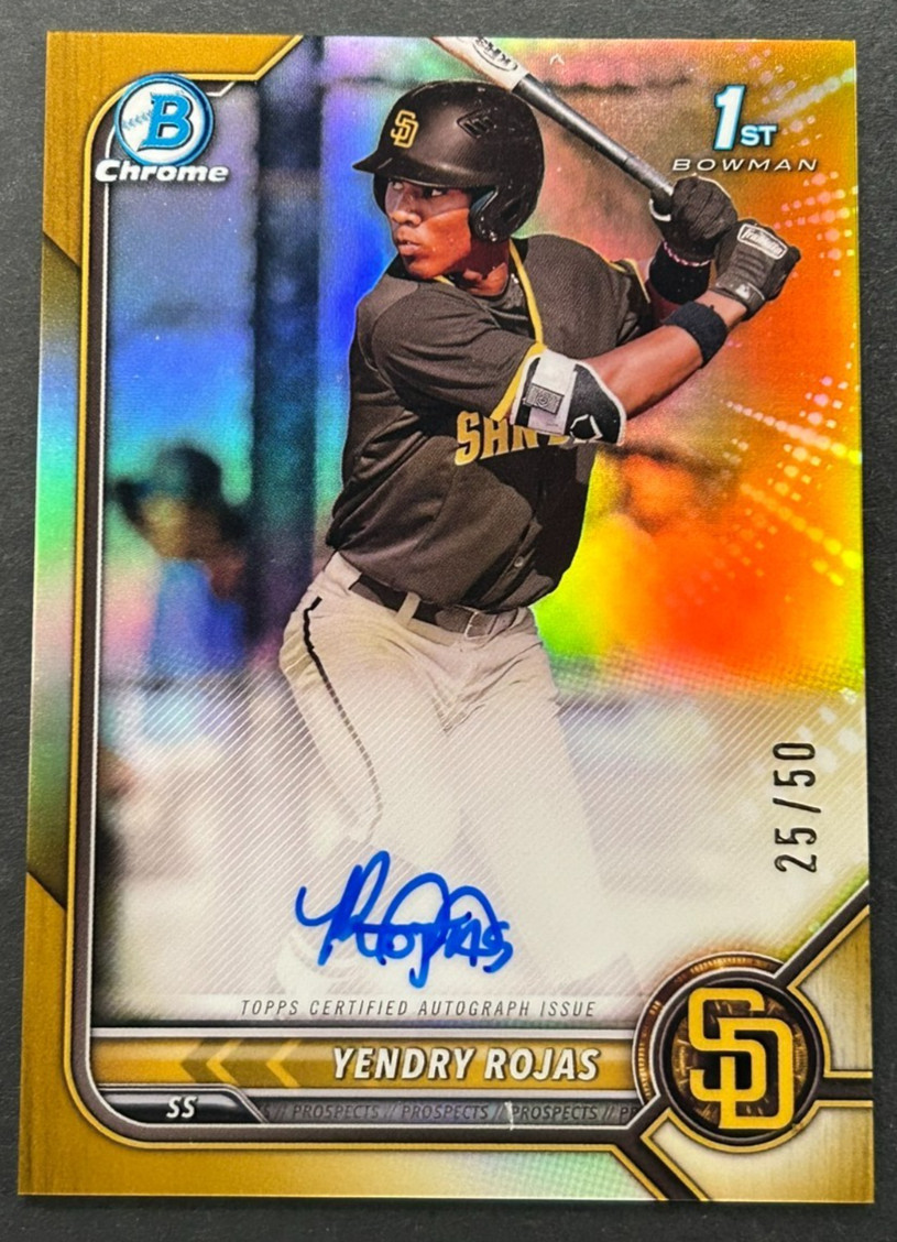 2022 Bowman Chrome 1st - Yendry Rojas #CPA-YR Sand Diego Padres - GOLD AUTO /50