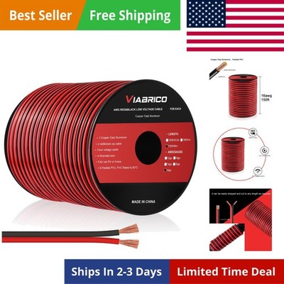 16Gauge 150FT Electrical Wire Cable 2 Conductors Red Black Cable Hookup LED L...