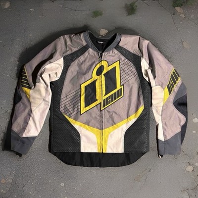 Icon Overlord Cafe Racer Ballistic Motorcycle Jacket Size SM Yellow Vintage