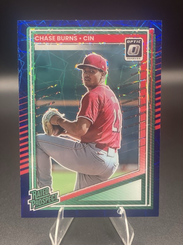CHASE BURNS 2025 Donruss Baseball Optic BLUE VELOCITY #146 Rated Prospect REDS