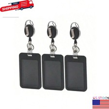 ID Card Holder Retractable Badge Reel Vertical Case Heavy Duty With Belt Clip US
