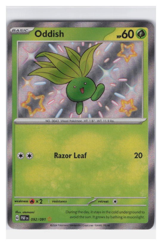 Oddish Holo Shiny Rare SV: Paldean Fates 092/091 NM