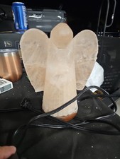 Himalayan Salt Lamp Angel Night Light with Wooden Base Healing Ionizer