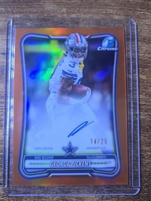 🔥 GEORGE PICKENS/ 25 AUTO ORANGE 2026 Bowman Chrome #BCA-GP DALLAS COWBOYS 7.3H