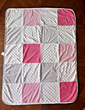 Gerber Just Born Pink Minky Dot Baby Blanket Sherpa Hearts Patchwork satin Lovey
