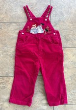 Vintage 90s Y2K Raggedy Ann Embroidered Pink Corduroy Overalls Girls 2T