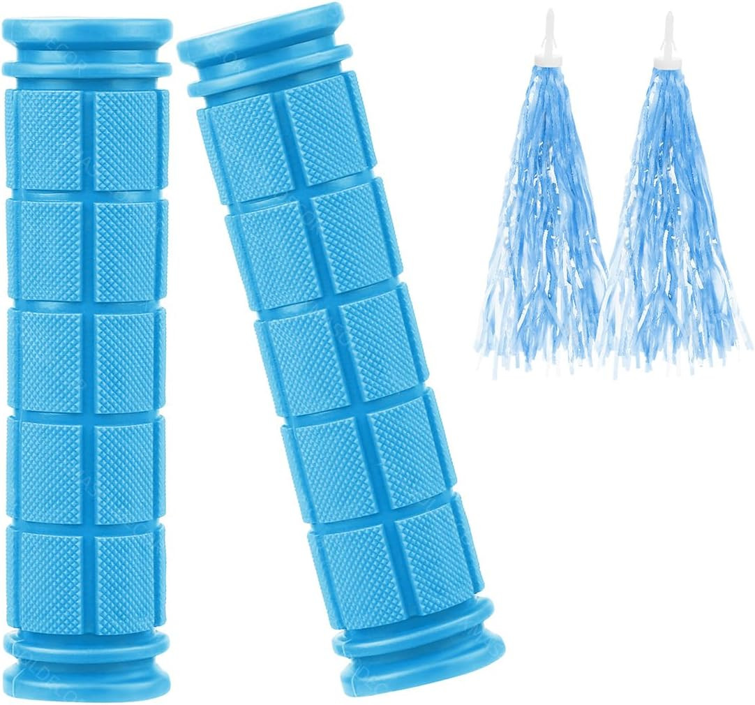 Bike Handlebar Grips with Tassel Streamers for Kids Girls Boys, Non-Slip Rubb...