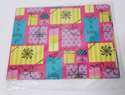 VTG American Greeting Birthday Gift Wrap Mid-Century Mod Colorful Gift Boxes