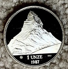 RARE ~ 1987 Switzerland Helvetia ~ Exquisite Proof CAMEO~ Gorgeous Matterhorn #3