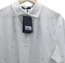 G/FORE NWT Golf Mini Multi Stars Tech Pique Polo XL White Sno