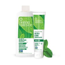 Desert Essence Natural Tea Tree Oil Ultracare Mouthwash Toothpaste Bundle...