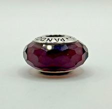 Genuine Pandora Retired Purple Facinating Faceted Murano Glass Charm #791071