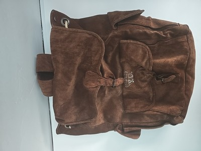 #ad 100% Leather Suede Brown Backpack Bag Excellent Condition