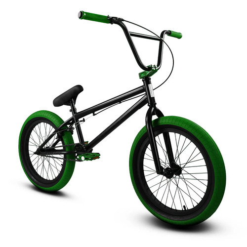 Elite 20" BMX Stealth Bicycle Freestyle Bike 1 Piece Crank Black Green NEW - Picture 2 of 3