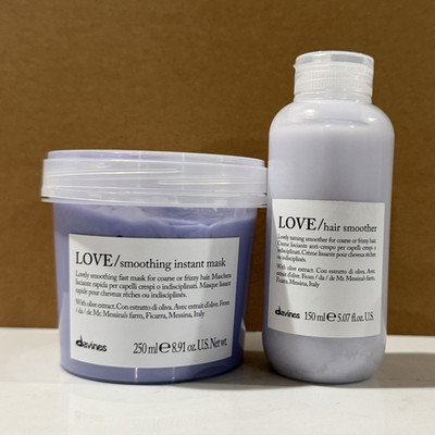 Davines LOVE Smoothing Set: Instant Mask 250 mL + Hair Smoother 150 mL