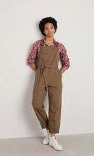 Seasalt Cornwall Women s Heather Bell Tie Strap Brown Jumpsuit Size 8