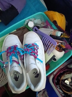 Off-White Colorful Laces Logo Lock White Blue Pink Low Top Athletic Sneakers