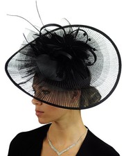 C.C Cocktail Fashion Sinamay Fascinator Hat Feather Flower Design One Size