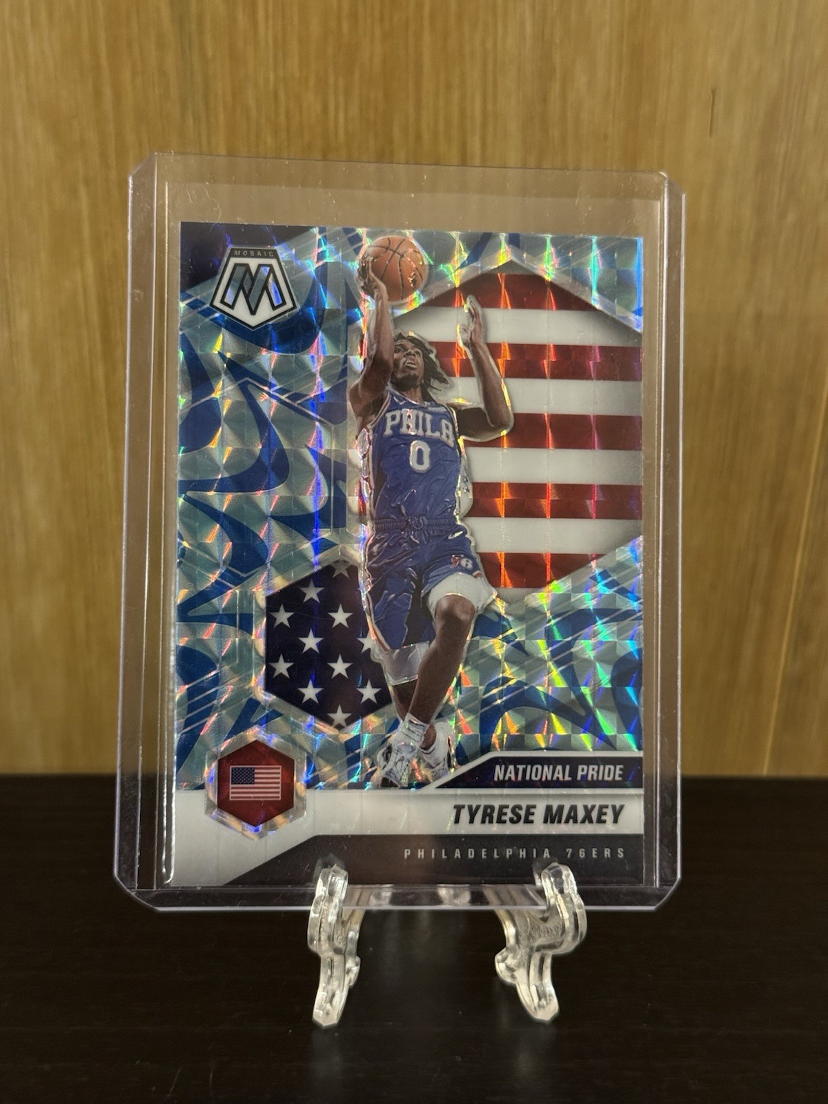 2020-21 Panini Mosaic - National Pride Tyrese Maxey #259 Reactive Blue Prizm  RC