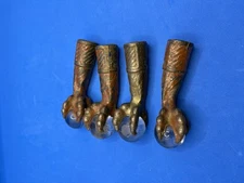 Antique Original Cast Iron Eagles Claw and Glass Ball Furniture Feet lot of 4