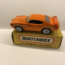 Vintage MB 1970 Pontiac GTO "The Judge" Matchbox Car With the box 1995 Orange