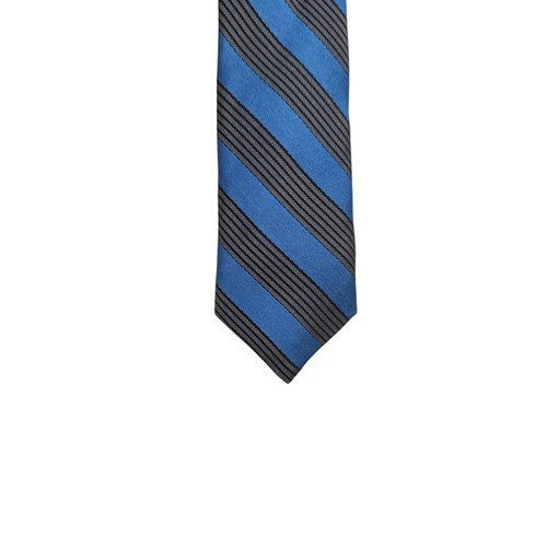 Joseph & Feiss Tie 100% Silk Blue Black Stripe Repp Extra Long 62” Handmade - Picture 5 of 8