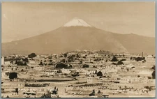 PUEBLA MEXICO PANORAMA Y POPO VINTAGE REAL PHOTO POSTCARD RPPC w/ STAMP
