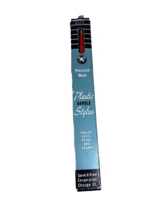 Speed O Print Plastic Handle Stylus Tooled Steel Point & Shank w/Box Mimeograph