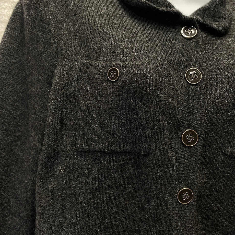 Mercer & Madison 100% Merino Wool Cardigan Sweater Women Large Charcoal Gray - Image 3 of 4