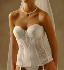 Va Bien 523 Lace Hourglass Bustier White Size 36DD NWT
