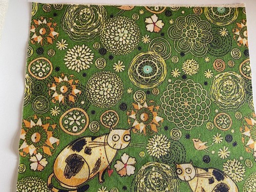 Paquete de 7 piezas de tela de algodón con estampado floral y gato calicó verde para coser manualidades hágalo usted mismo - Imagen 7 de 9