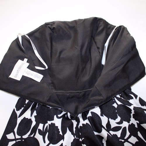 David’s Bridal Strapless Black White Floral Formal Bridesmaid Prom Dress Size 2 - Picture 8 of 11