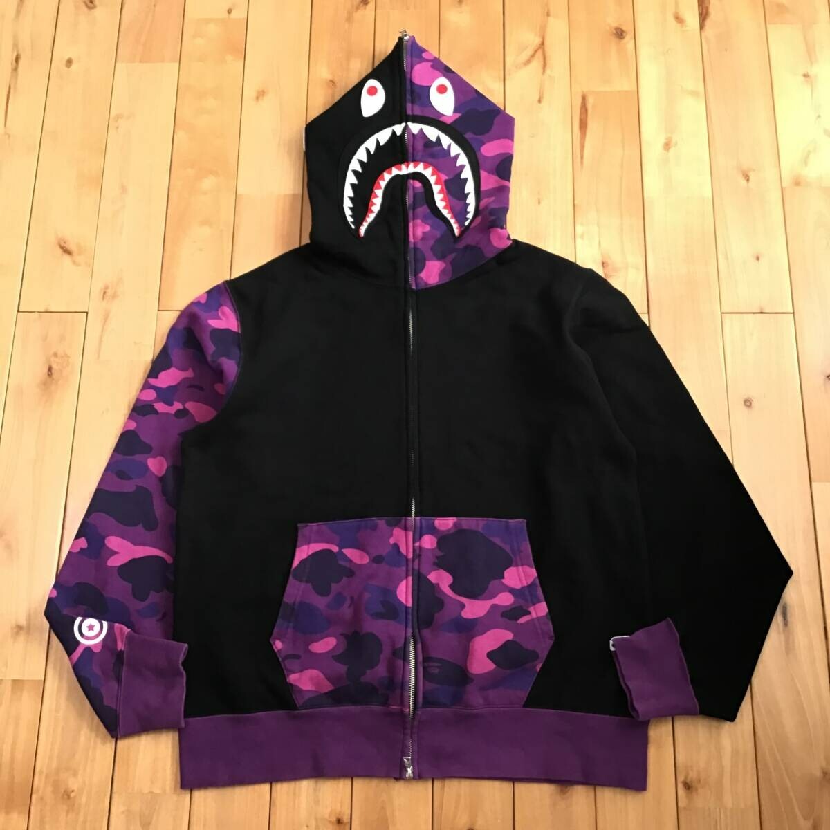 BAPE × Purple camo shark full zip hoodie A Bathing Ape Size