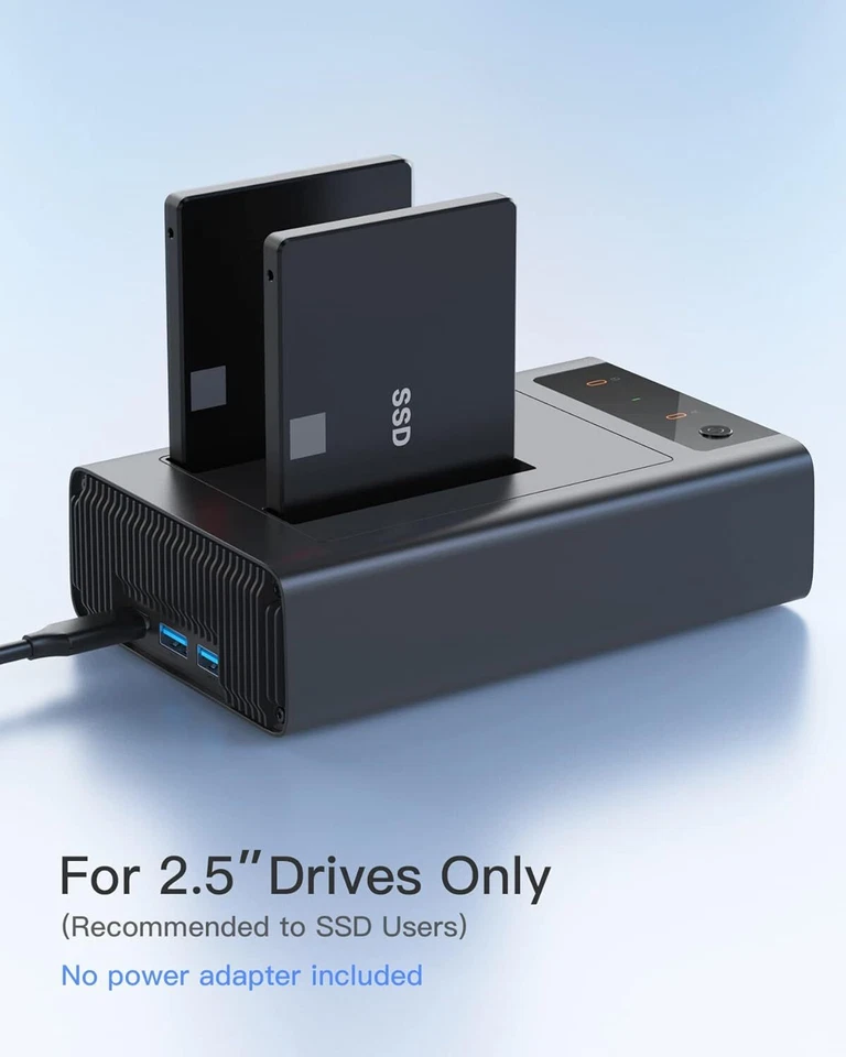 Inateck USB 3.2 Gen 2 Hard Drive Docking Station 2.5" SATA SSD/HDD Offline Clone - Image 2 of 4