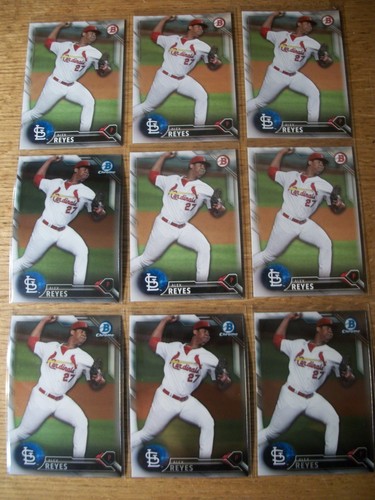 ALEX REYES lot of 30 rookie & prospect cards Cardinals RC 2016 Bowman refractors - Picture 2 of 5