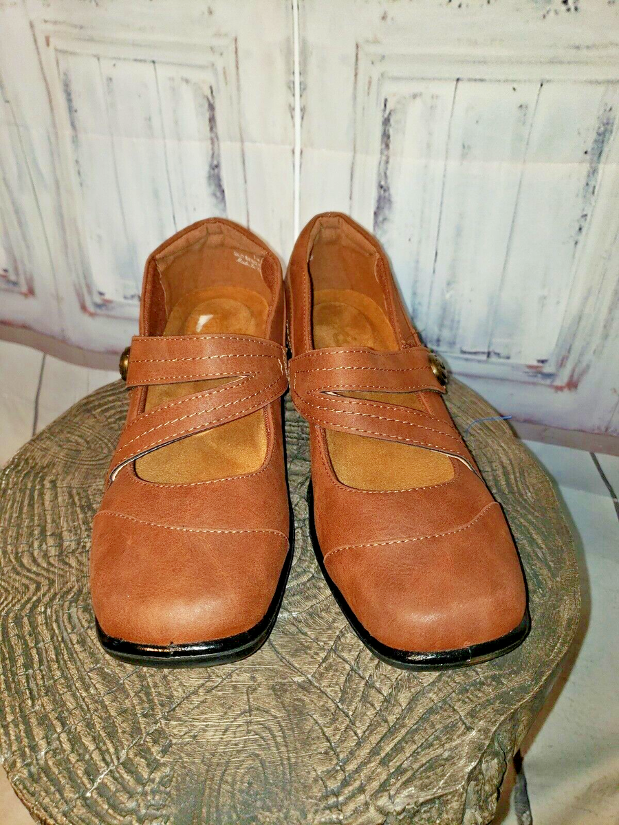 Easy Street Comfort Wave Mary Jane Mules Slip On Shoes Comfort BROWN  9M~3018~