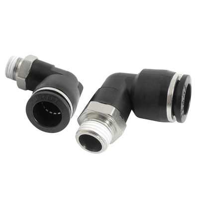 2 Pcs PL12-02 1/4BSP Male to 12mm Air Pneumatic Elbow Quick Connect Connectors #