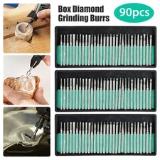 90Pcs Diamond Burr Bits Drill Set Rotary Multi Tool Accessories Kit for Dremel