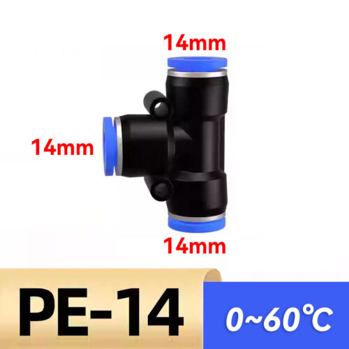 Pneumatic Push In Fitting Air Water Pipe - Tee Shape 3 Way 4-6-8-10-12-14-16mm - Picture 7 of 8