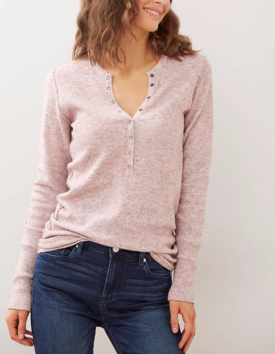 FREE PEOPLE WOMEN'S HEATHER PINK LONG SLEEVE THINK THERMAL FREE PEOPLE WOMEN'S HEATHER PINK LONG SLEEVE THINK THERMAL