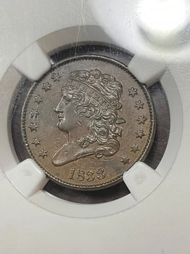 NGC AU55 1833 CLASSIC HEAD HALF CENT GREAT COLOR