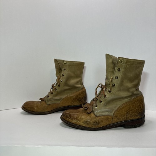Justin L630 Two Tone Brown Leather Lace Up Kiltie Roper Boots Womens Size 6B USA - Picture 2 of 14