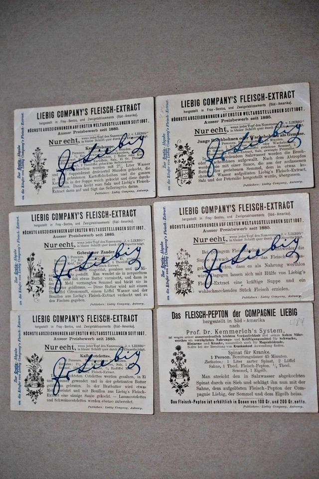 14) 6 Liebig Sammelbilder: Blumen Jahreslauf,  in wohl perfekter Erhaltung. - Bild 2 von 2