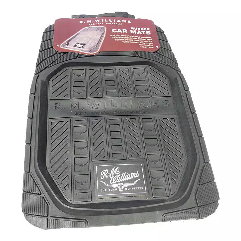 Rm Williams Heavy Duty Rubber Floor Mats Front Pair Black