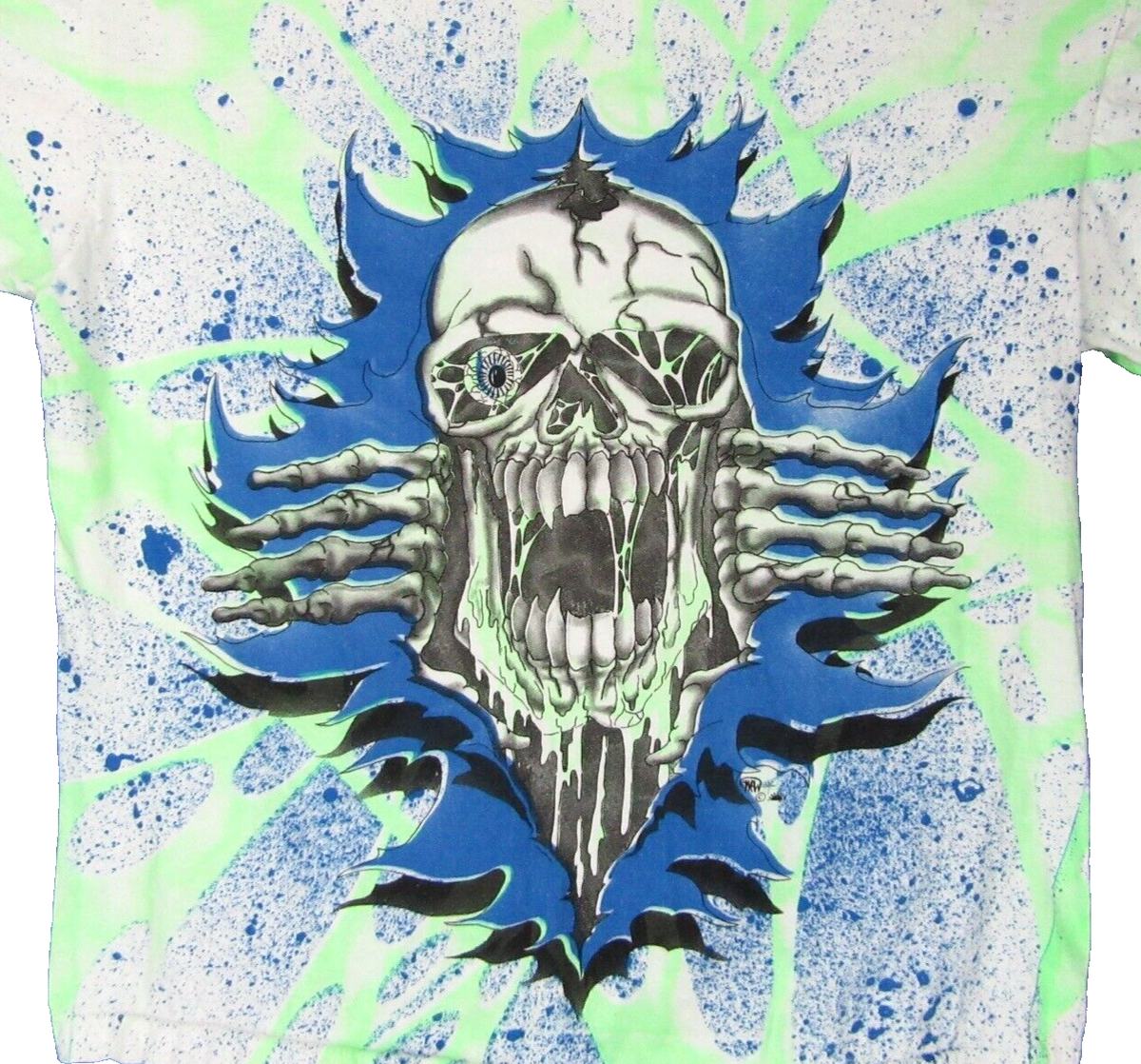 【KOOLOSET】Dying Jork B Half Tee vintage 90s SKELETON BREAKTHROUGH ALL-OVER PRINT TIE-DYE T