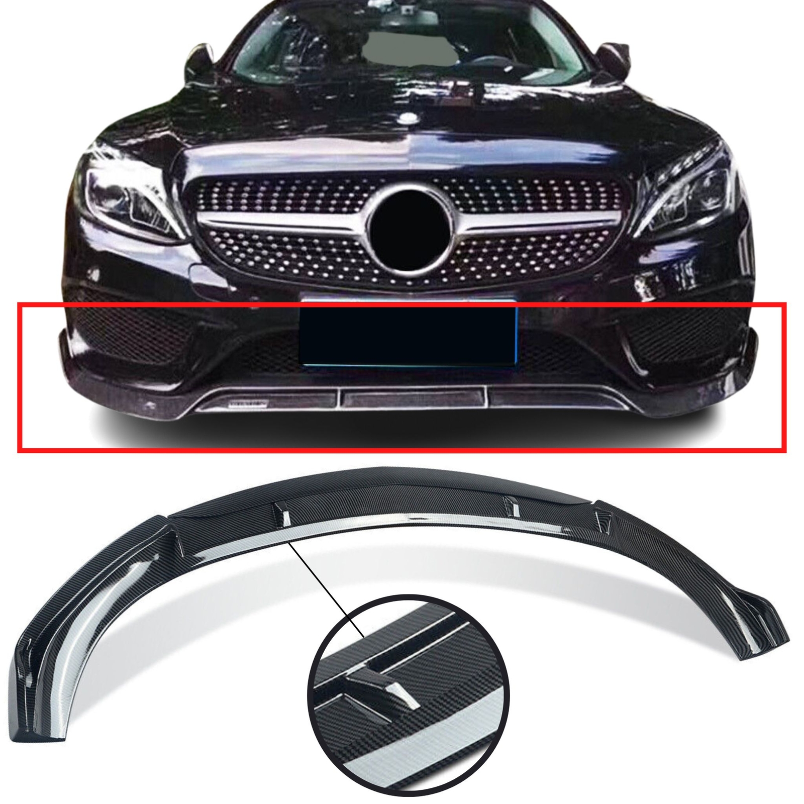 Front spoiler fits for Mercedes E-Class W213, -look, Carbon Look, Front